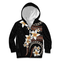 Vintage Plumeria Pacific Floral Kid Hoodie LT9 Zip Hoodie Black - Polynesian Pride