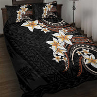 Vintage Plumeria Pacific Floral Quilt Bed Set LT9 Black - Polynesian Pride