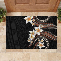 Vintage Plumeria Pacific Floral Rubber Doormat LT9 Black - Polynesian Pride