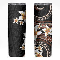 Vintage Plumeria Pacific Floral Skinny Tumbler LT9 Black - Polynesian Pride