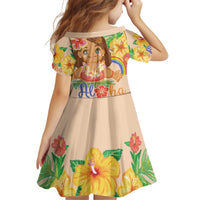 Kawaii Hula Girls Kid Short Sleeve Dress Aloha Hibiscus Flowers LT9 - Polynesian Pride