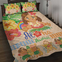 Kawaii Hula Girls Quilt Bed Set Aloha Hibiscus Flowers LT9 Nude - Polynesian Pride