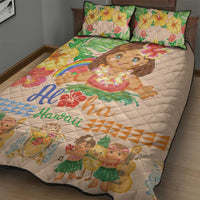 Kawaii Hula Girls Quilt Bed Set Aloha Hibiscus Flowers LT9 - Polynesian Pride