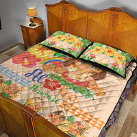 Kawaii Hula Girls Quilt Bed Set Aloha Hibiscus Flowers LT9 - Polynesian Pride