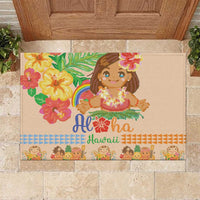 Kawaii Hula Girls Rubber Doormat Aloha Hibiscus Flowers LT9 Nude - Polynesian Pride