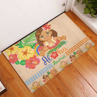 Kawaii Hula Girls Rubber Doormat Aloha Hibiscus Flowers LT9 - Polynesian Pride