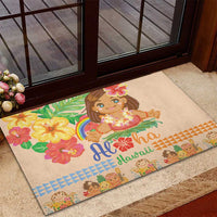 Kawaii Hula Girls Rubber Doormat Aloha Hibiscus Flowers LT9 - Polynesian Pride