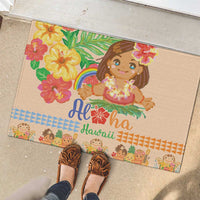 Kawaii Hula Girls Rubber Doormat Aloha Hibiscus Flowers LT9 - Polynesian Pride