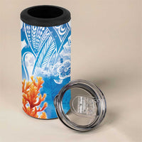 Hibiscus Turtle Tattoo Coral Reef 4 in 1 Can Cooler Tumbler with Polynesian Tribal