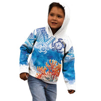 Hibiscus Turtle Tattoo Coral Reef Kid Hoodie with Polynesian Tribal LT9 - Polynesian Pride