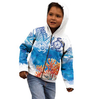 Hibiscus Turtle Tattoo Coral Reef Kid Hoodie with Polynesian Tribal LT9 - Polynesian Pride