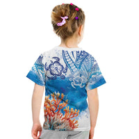 Hibiscus Turtle Tattoo Coral Reef Kid T Shirt with Polynesian Tribal LT9 - Polynesian Pride