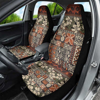 Pacific Hibiscus Tapa Tribal Vintage Car Seat Cover Brown Motif