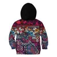 Pacific Hibiscus Tapa Tribal Vintage Kid Hoodie Pink Motif LT9 - Polynesian Pride