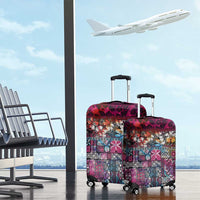 Pacific Hibiscus Tapa Tribal Vintage Luggage Cover Pink Motif LT9 - Polynesian Pride