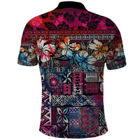 Pacific Hibiscus Tapa Tribal Vintage Polo Shirt Pink Motif LT9 - Polynesian Pride