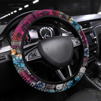 Pacific Hibiscus Tapa Tribal Vintage Steering Wheel Cover Pink Motif