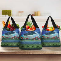 Personalised Fiji Viti Levu Grocery Bag Tagimoucia and Tapa Tribal Pattern