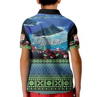 Personalised Fiji Viti Levu Kid Polo Shirt Tagimoucia and Tapa Tribal Pattern LT9 - Polynesian Pride