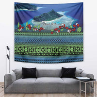 Personalised Fiji Viti Levu Tapestry Tagimoucia and Tapa Tribal Pattern LT9 Blue - Polynesian Pride