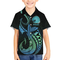 Personalised Hawaii Kure Atoll Family Matching Puletasi and Hawaiian Shirt Holaniku Coral Reef with Polynesian Tribal