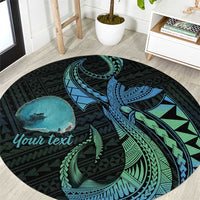 Personalised Hawaii Kure Atoll Round Carpet Holaniku Coral Reef with Polynesian Tribal LT9 Blue - Polynesian Pride