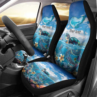 Personalised Palau Kayangel Atoll Car Seat Cover Turtle With Coral Reef Under Water