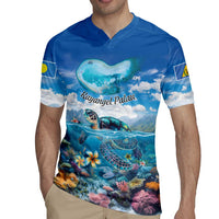 Personalised Palau Kayangel Atoll Rugby Jersey Turtle With Coral Reef Under Water