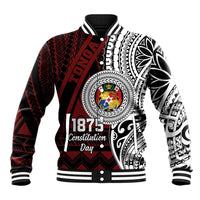 Personalised Tonga Constitution Day 1875 Baseball Jacket Polynesian Tribal Tattoo LT9 Unisex Red - Polynesian Pride