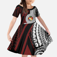 Personalised Tonga Constitution Day 1875 Kid Short Sleeve Dress Polynesian Tribal Tattoo LT9 KID Red - Polynesian Pride