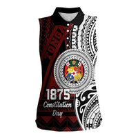 Personalised Tonga Constitution Day 1875 Women Sleeveless Polo Shirt Polynesian Tribal Tattoo LT9 Female Red - Polynesian Pride
