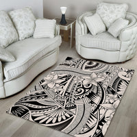 Polynesia Area Rug Tribal Polynesian Spirit With Beige Pacific Flowers LT9 - Polynesian Pride