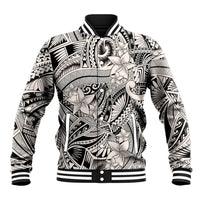 Polynesia Baseball Jacket Tribal Polynesian Spirit With Beige Pacific Flowers LT9 Unisex Beige - Polynesian Pride