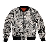 Polynesia Bomber Jacket Tribal Polynesian Spirit With Beige Pacific Flowers LT9 Unisex Beige - Polynesian Pride
