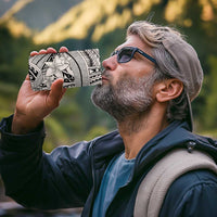 Beige Pacific Flowers Tribal Polynesian Spirit 4 in 1 Can Cooler Tumbler