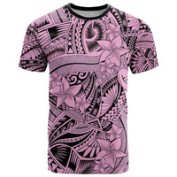 Polynesia T Shirt Tribal Polynesian Spirit With Pink Pacific Flowers LT9 Pink - Polynesian Pride