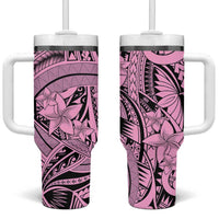 Pink Pacific Flowers Tribal Polynesian Spirit Tumbler With Handle