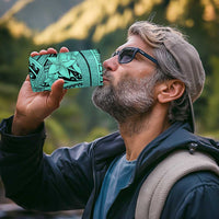 Teal Pacific Flowers Tribal Polynesian Spirit 4 in 1 Can Cooler Tumbler