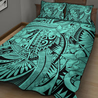 Polynesia Quilt Bed Set Tribal Polynesian Spirit With Teal Pacific Flowers LT9 - Polynesian Pride