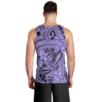 Polynesia Men Tank Top Tribal Polynesian Spirit With Violet Pacific Flowers LT9 - Polynesian Pride