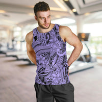 Polynesia Men Tank Top Tribal Polynesian Spirit With Violet Pacific Flowers LT9 - Polynesian Pride