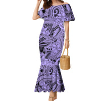 Polynesia Mermaid Dress Tribal Polynesian Spirit With Violet Pacific Flowers LT9 Women Violet - Polynesian Pride