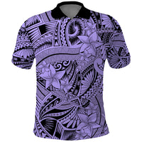 Polynesia Polo Shirt Tribal Polynesian Spirit With Violet Pacific Flowers LT9 Violet - Polynesian Pride