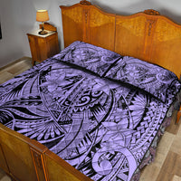 Polynesia Quilt Bed Set Tribal Polynesian Spirit With Violet Pacific Flowers LT9 - Polynesian Pride
