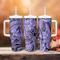 Violet Pacific Flowers Tribal Polynesian Spirit Tumbler With Handle