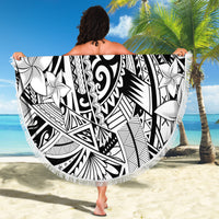 Polynesia Beach Blanket Tribal Polynesian Spirit With White Pacific Flowers LT9 - Wonder Print Shop
