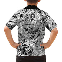 Polynesia Hawaiian Shirt Tribal Polynesian Spirit With White Pacific Flowers LT9 - Polynesian Pride