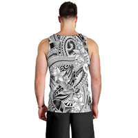 Polynesia Men Tank Top Tribal Polynesian Spirit With White Pacific Flowers LT9 - Polynesian Pride