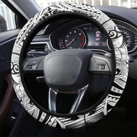 Polynesia Steering Wheel Cover Tribal Polynesian Spirit With White Pacific Flowers
