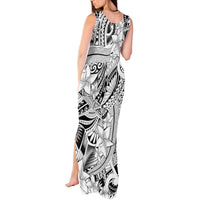 Polynesia Tank Maxi Dress Tribal Polynesian Spirit With White Pacific Flowers LT9 - Polynesian Pride